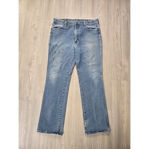 VTG Wrangler Slim Fit Jeans 36x33 Blue‎ Denim Made in USA Cowboy (Fits 36x31)